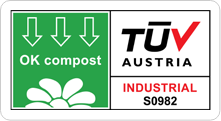 OK compost INDUSTRIAL certification (TUV AUSTRIA)